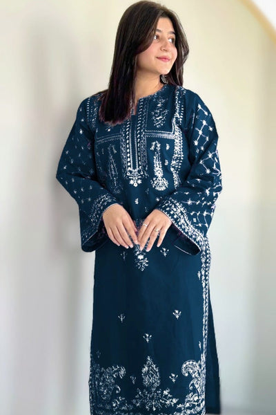 Summer Eid Collection Formal  2-Pc Air-jet Lawn With Heavy Embroidery Shirt And Plain Trouser