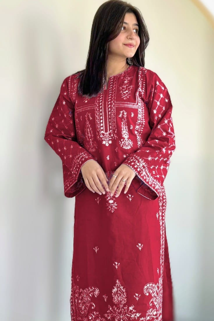 Summer Eid Collection Formal  2-Pc Air-jet Lawn With Heavy Embroidery Shirt And Plain Trouser