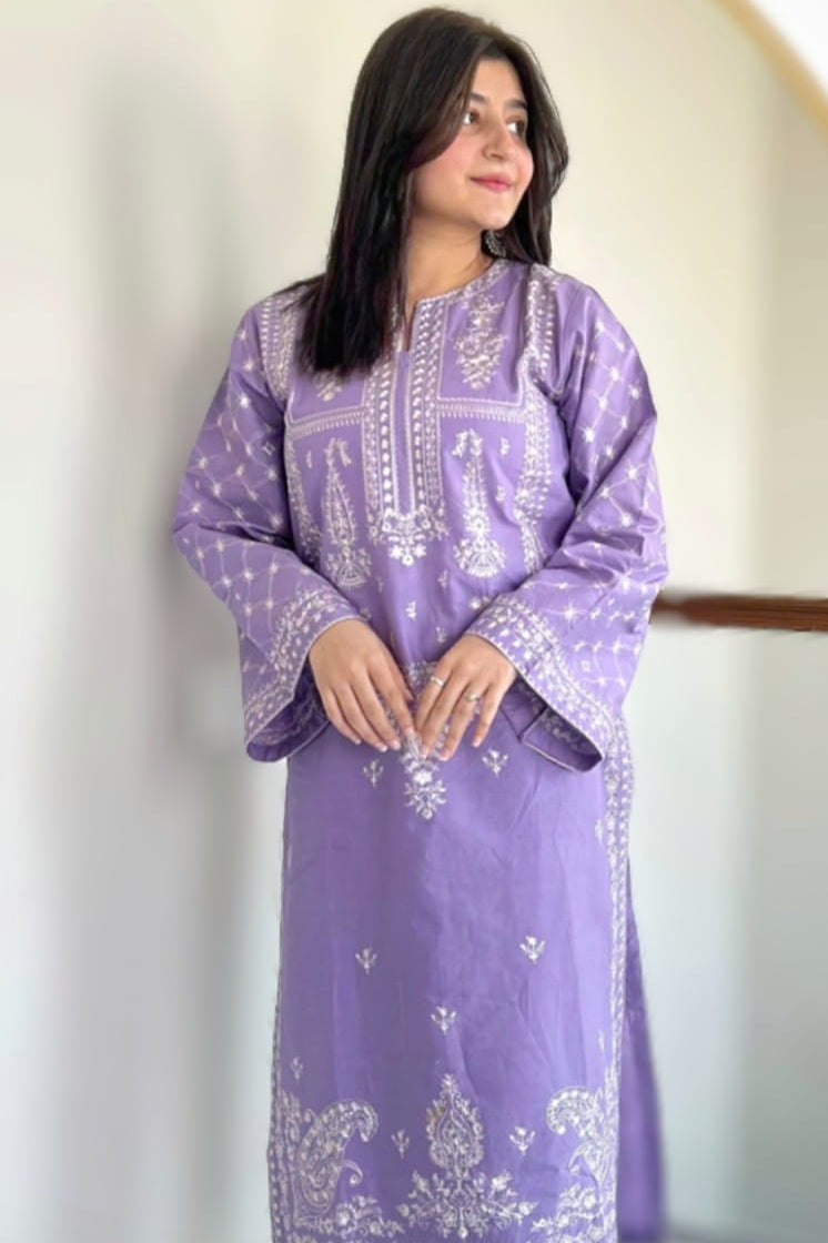 Summer Eid Collection Formal  2-Pc Air-jet Lawn With Heavy Embroidery Shirt And Plain Trouser